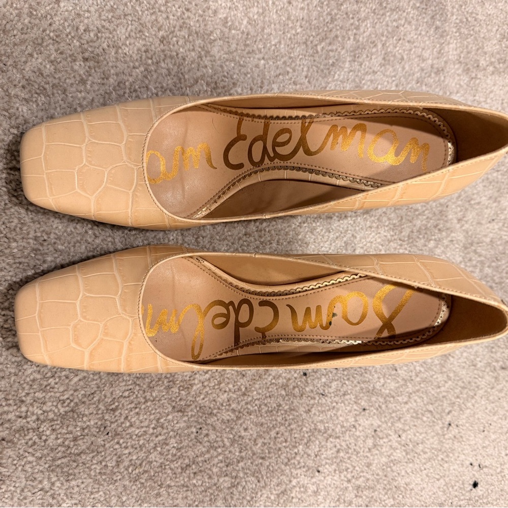 Sam Edelman Beth heels Beige Croc-Embossed Sz 7.5